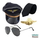 Police Hat & Accessories Set Decorative addons A041 | Adult | Black