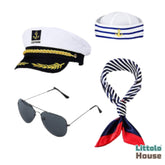 Sailor Hat & Accessories Set Decorative addons A041 | Adult | White