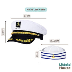 Sailor Hat & Accessories Set Decorative addons A041 | Adult | White