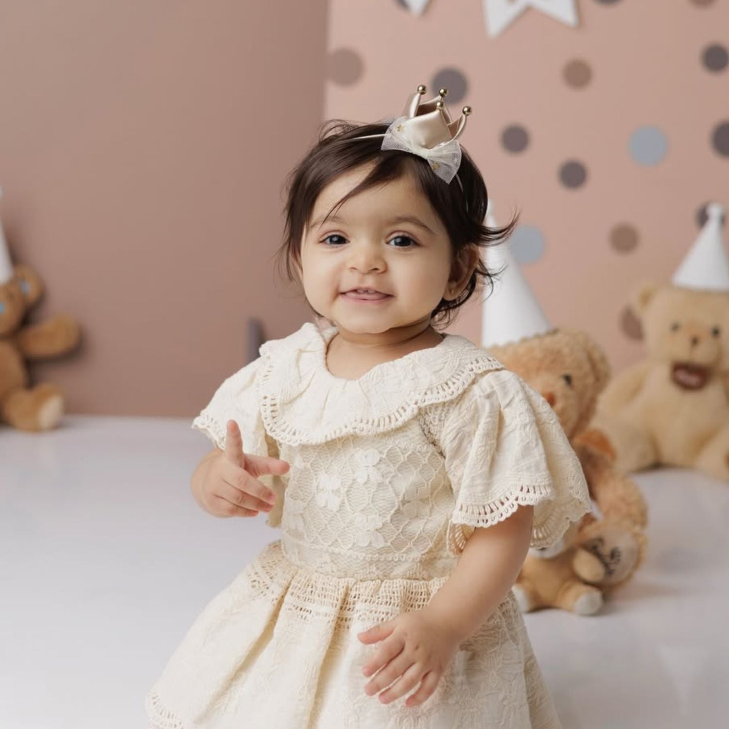 Baby Birthday Bow Crown Headband A047 | S