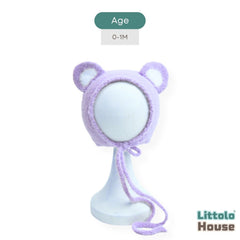 Baby Cute Soft Fur Ear Bonnet | NB | Purple