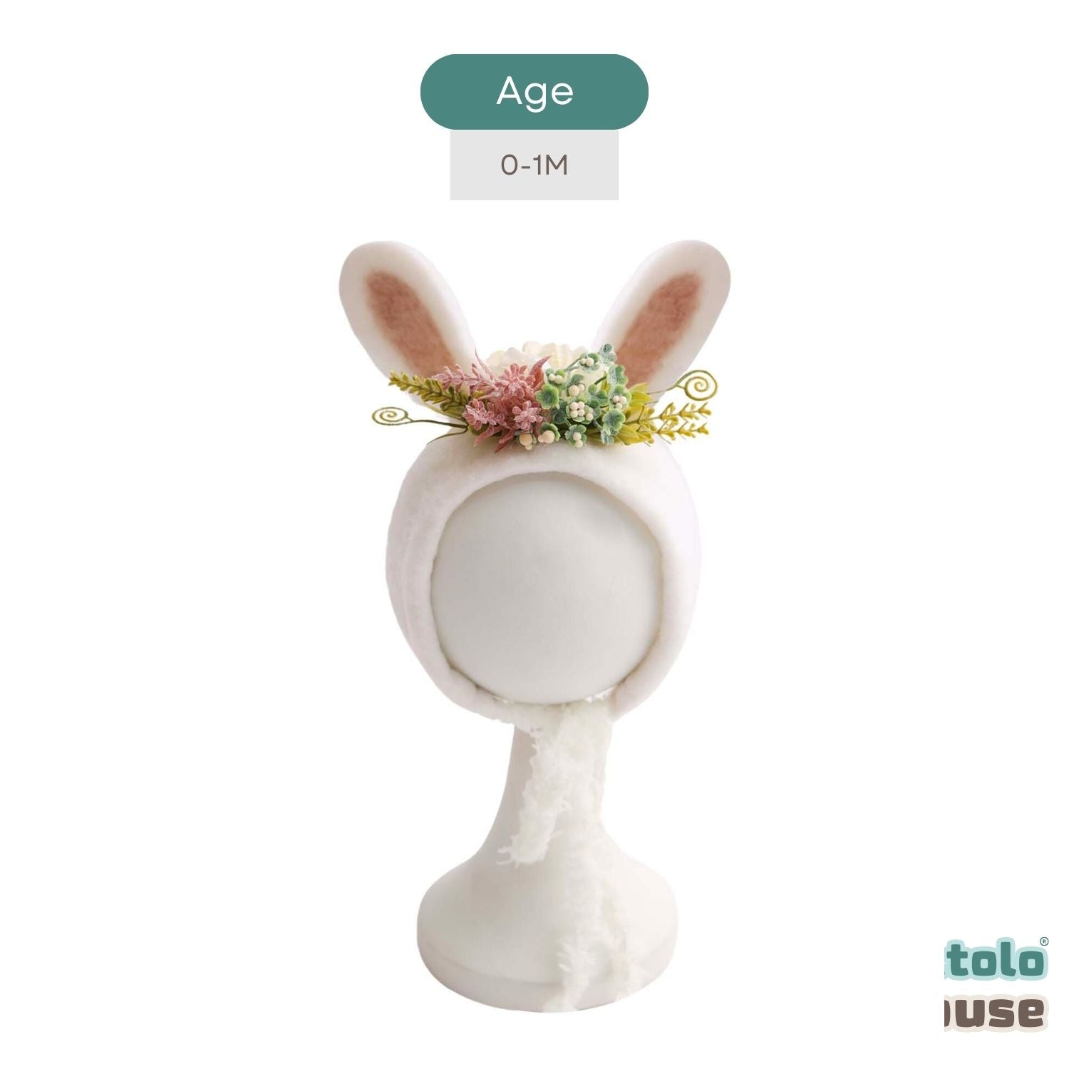 Handmade Felt Wool Cute Rabbit Bonnet Floral B040 | NB| Toon