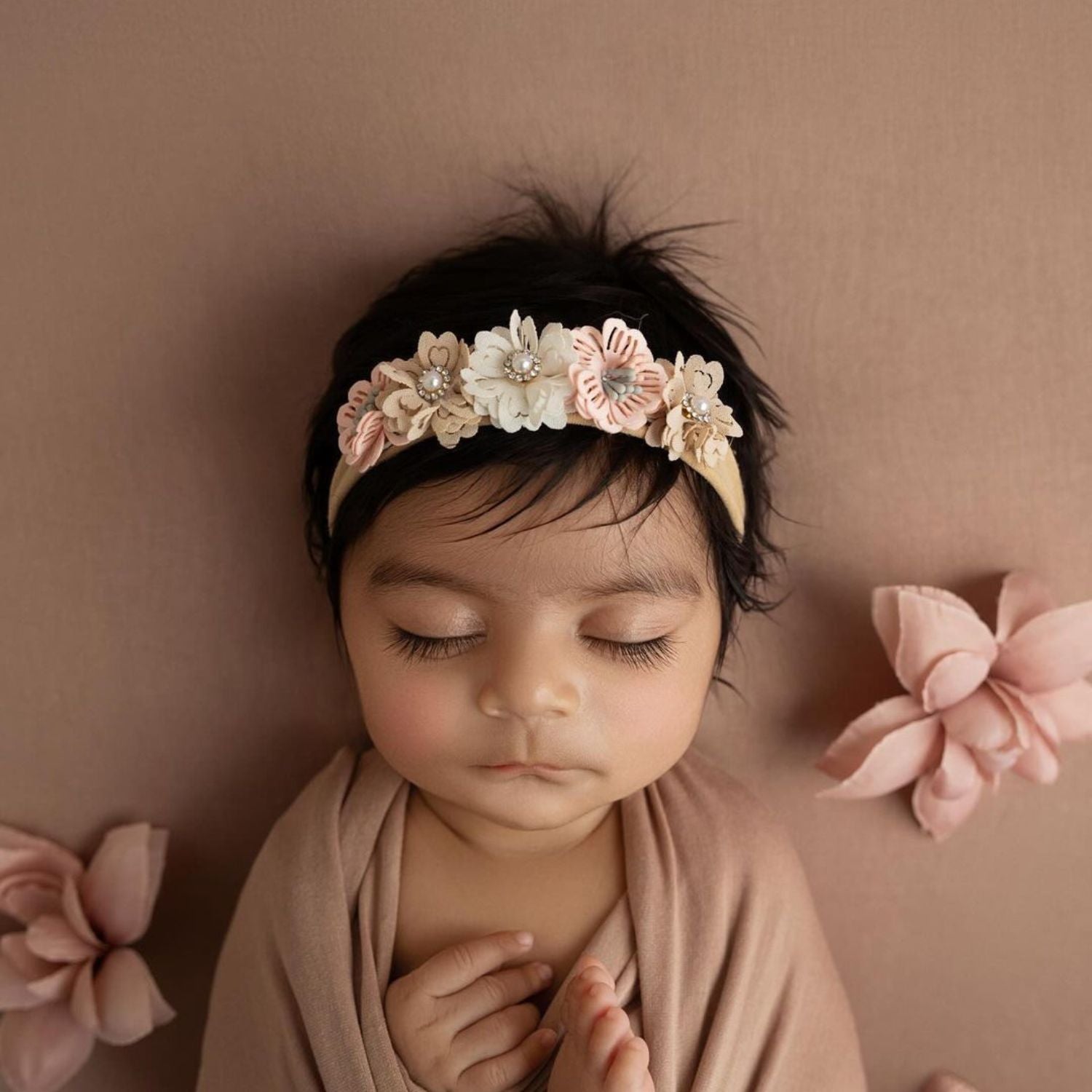 Baby Girl Flower Hairband H054 | 1Y | Pink White Shades