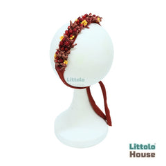 Natural Ferns & Dried Flowers Headband H093 | 1Y | Brick Brown