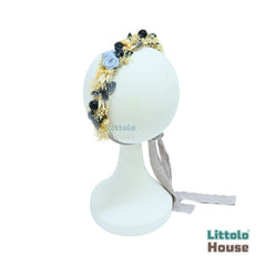 Natural Ferns & Dried Flowers Headband H093 | 1Y | Blue