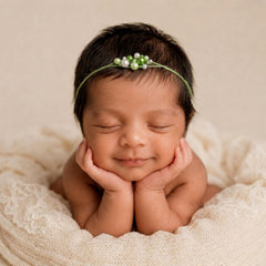 Elegant Pearl Bead Headband H125 | Leaf Green Shades