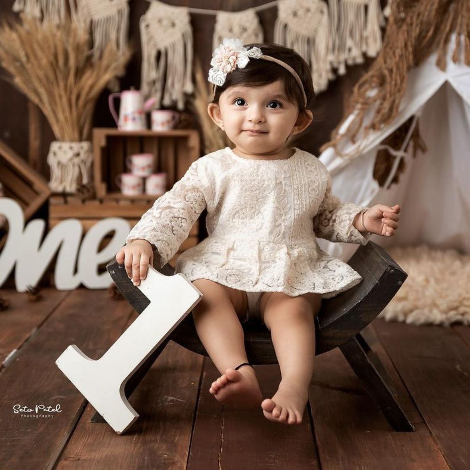 Numeric 1 for First Birthday | Wooden Decorative | White