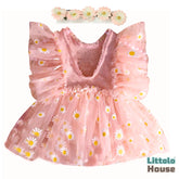 Baby Girl Net Frill Sunflower Print Outfit O017 | 3M | Pink Peach