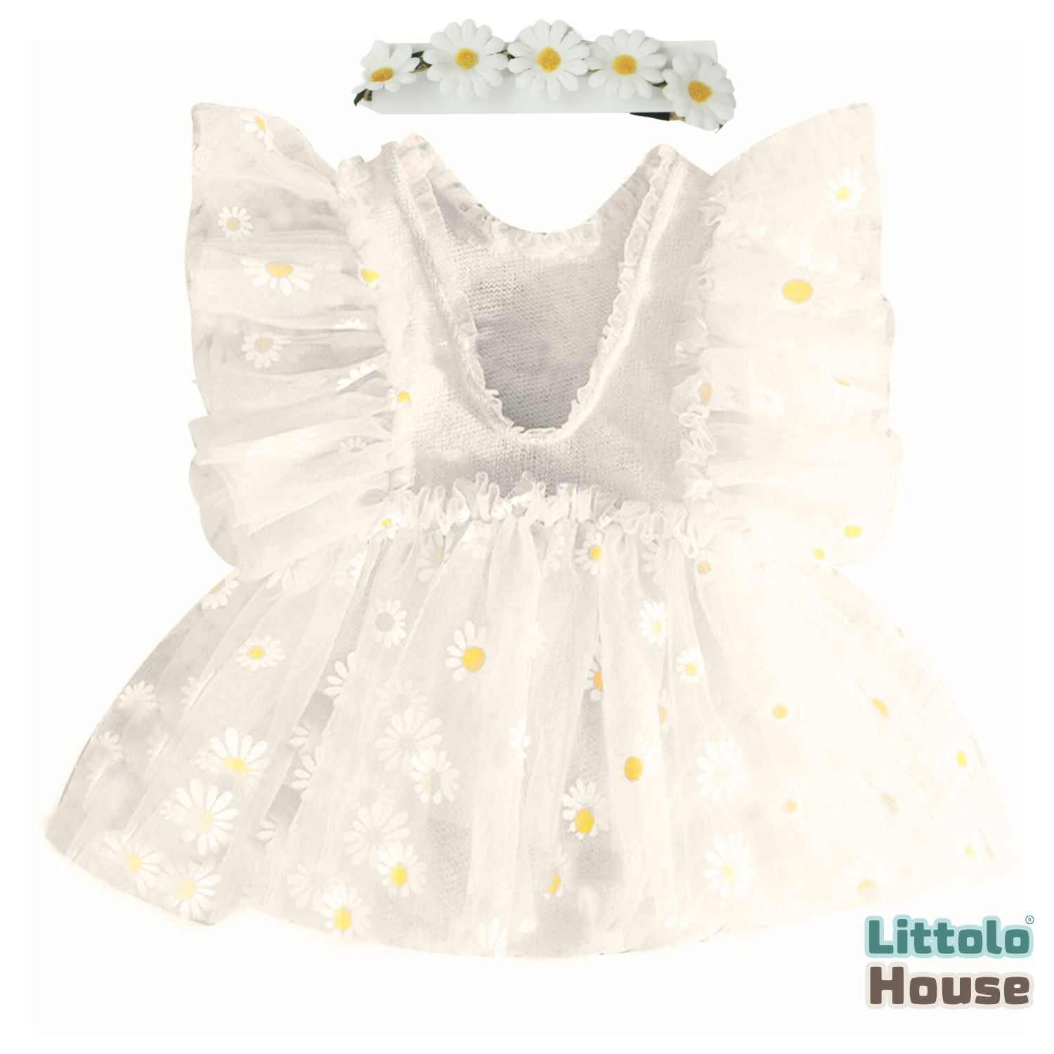 Baby Girl Net Frill Sunflower Print Outfit O017 | 3M | Off White