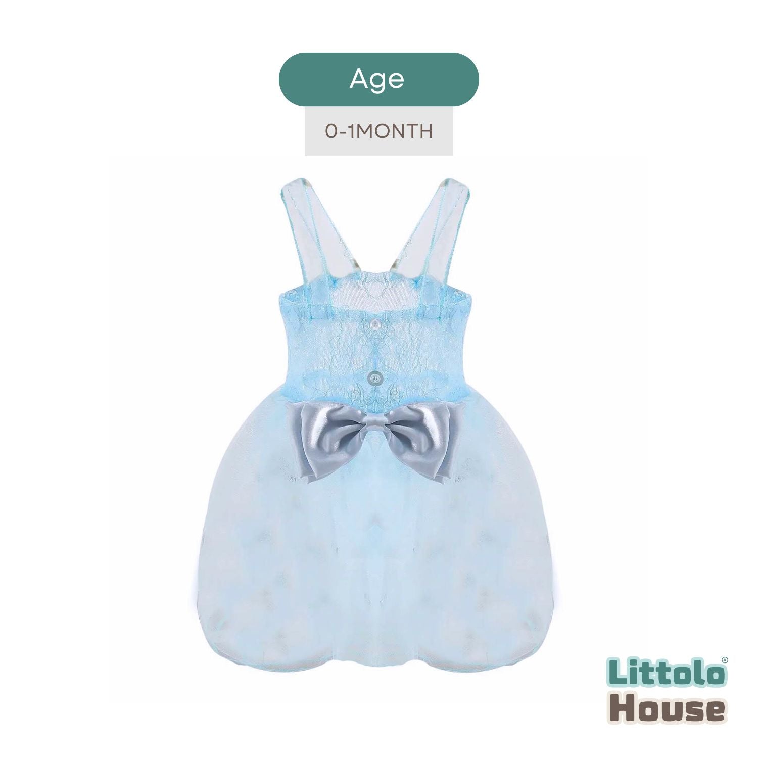 Baby Girl Stylish Cindrella Bow Knot Baby Girl Frock O019 | 3M | Sky