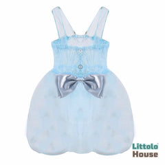 Baby Girl Stylish Cindrella Bow Knot Baby Girl Frock O019 | 3M | Sky