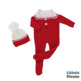 Baby Knitted Romper With Hat O034 | 2M | Watermelon Red