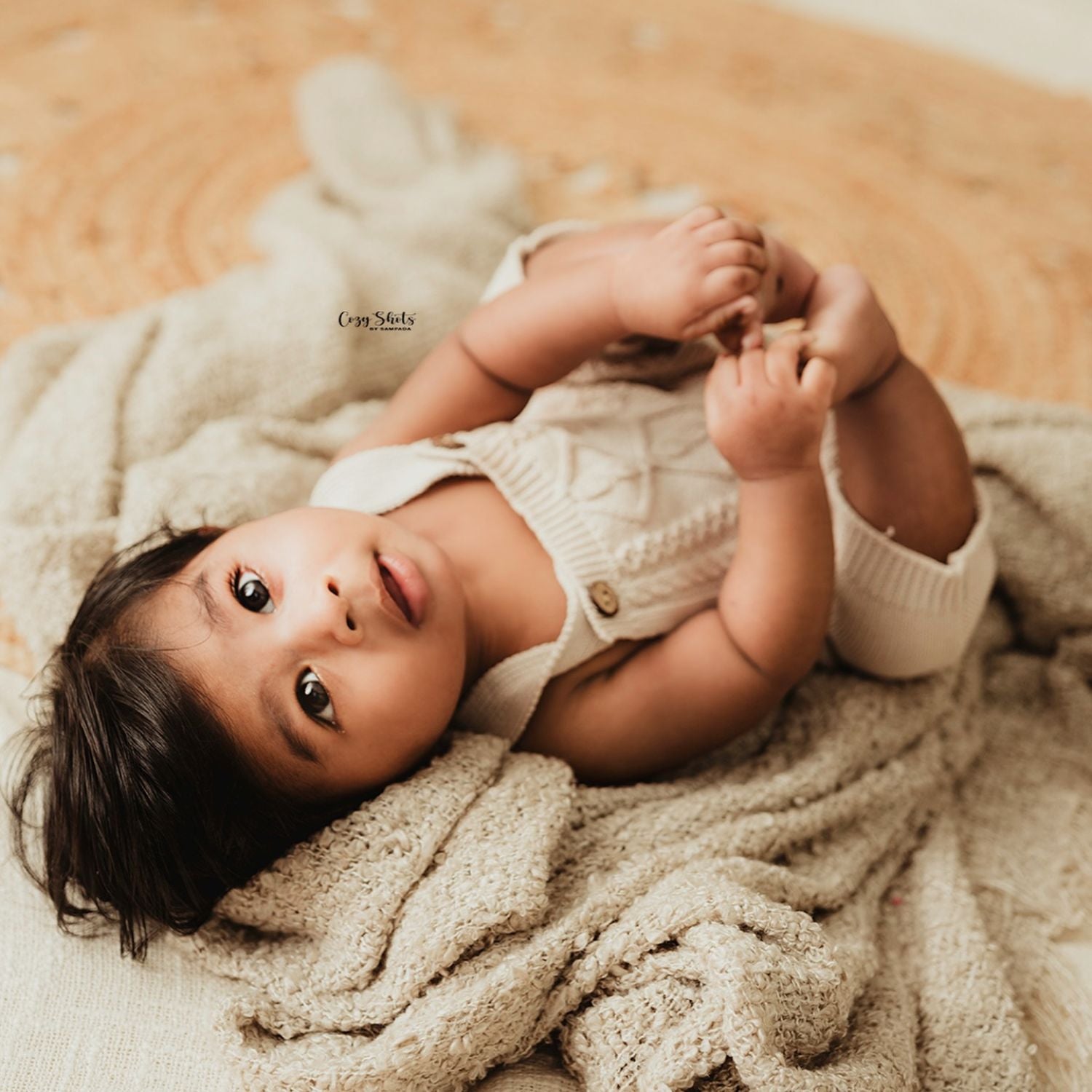 Baby Knit Romper Outfit O041 | 6M | Beige