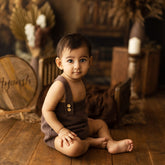 Baby Strapped Romper Outfit O042 | 1Y | Coffee