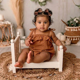 Baby Girl Playsuit Romper Outfit O053 | 1Y | Sepia Brown