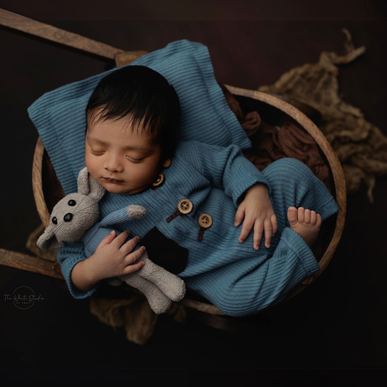 Baby Textured Romper Pillow and Hat Set of 3 Outfit O060 | NB | Sapphire