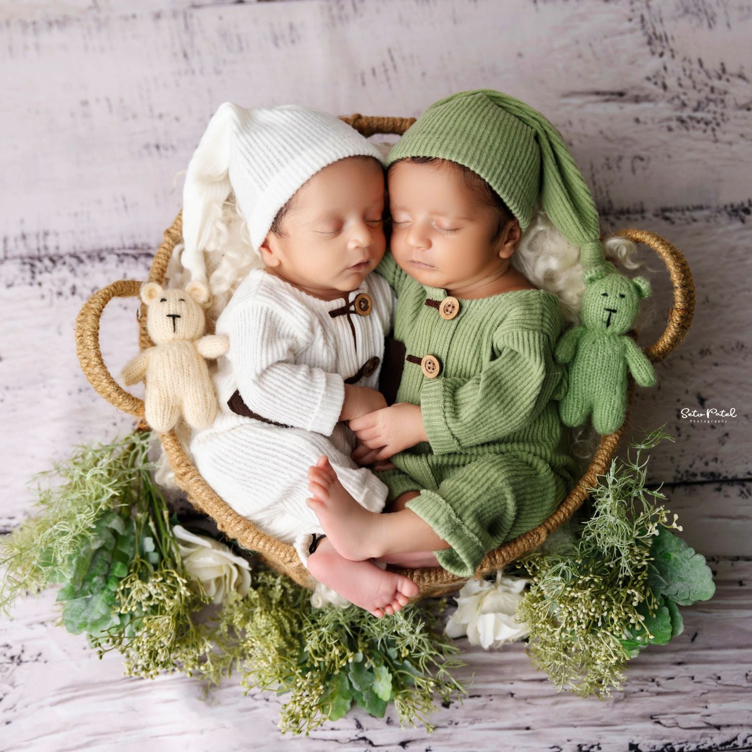 Baby Textured Romper Pillow and Hat Set of 3 Outfit O060 | NB | Army Green