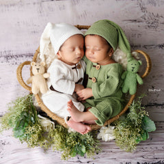 Baby Textured Romper Pillow and Hat Set of 3 Outfit O060 | NB | Army Green