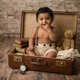 Baby Boy Suspender Shorts Outfit O078 | 1Y | Beige