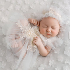 Baby Girl Net Frill Frock with Hairband O132 | 3M | White