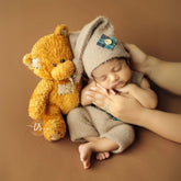 Baby Strapped Romper with Sleep Hat & Pillow O133 | 2M | Brown