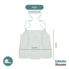 Baby Girl Lace Embroidered Tie Knot Shoulder Sleeveless Top O141 | 6M | White