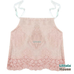 Baby Girl Lace Embroidered Tie Knot Shoulder Sleeveless Top O141 | 6M | Pink Peach