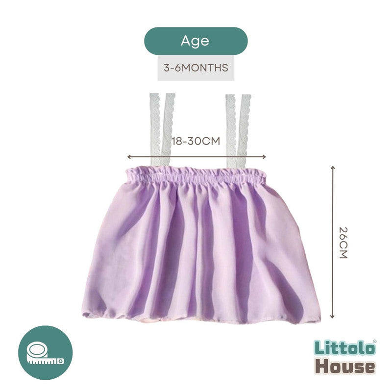 Baby Girl Chiffon Lace Embroidered Tie Knot Shoulder Sleeveless Top O142 | 3M | Purple