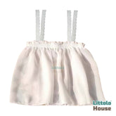 Baby Girl Chiffon Lace Embroidered Tie Knot Shoulder Sleeveless Top O142 | 3M | Off White