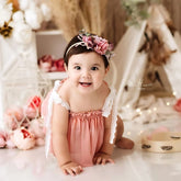 Baby Girl Chiffon Lace Embroidered Tie Knot Shoulder Sleeveless Top O142 | 3M | Peach