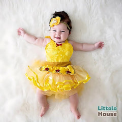 Baby Girl Belle Princess Costume Apron with Headband O147 | 6M | Yellow
