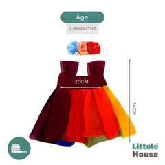 Baby Girl Rainbow Color Frock with Headband O148 | 3M | Multicolor Dark Shades