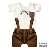 Baby Tshirt and Suspender Pant Costume O163 | NB | Coffee White