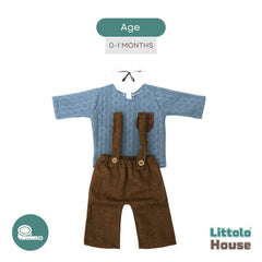 Baby Tshirt and Suspender Pant Costume O163 | NB | Coffee Grey