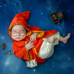Baby Harry Potter Wizard Cosplay Halloween Costume Hooded Robe Sweater Tie Pant with Scarf and Goggle Outfit O164 | 3M | Orange