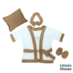 Baby Celebrity Bathrobe Costume, Pillow, slipper & headband O214 | 3M | Brown