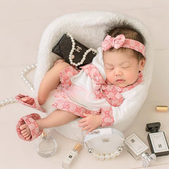 Baby Celebrity Bathrobe Costume, Pillow, Slipper & Headband O214 | 3M | Pastel Pink