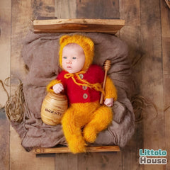 Baby Wool Knit Pooh Romper with Bonnet O181 | 3M | Orange Yellow
