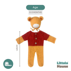 Baby Wool Knit Pooh Romper with Bonnet O181 | 3M | Orange Yellow
