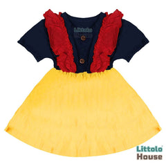 Baby Girl Snow White Princess Ruffle Sleeves Frock O183 | 1Y | Multicolour