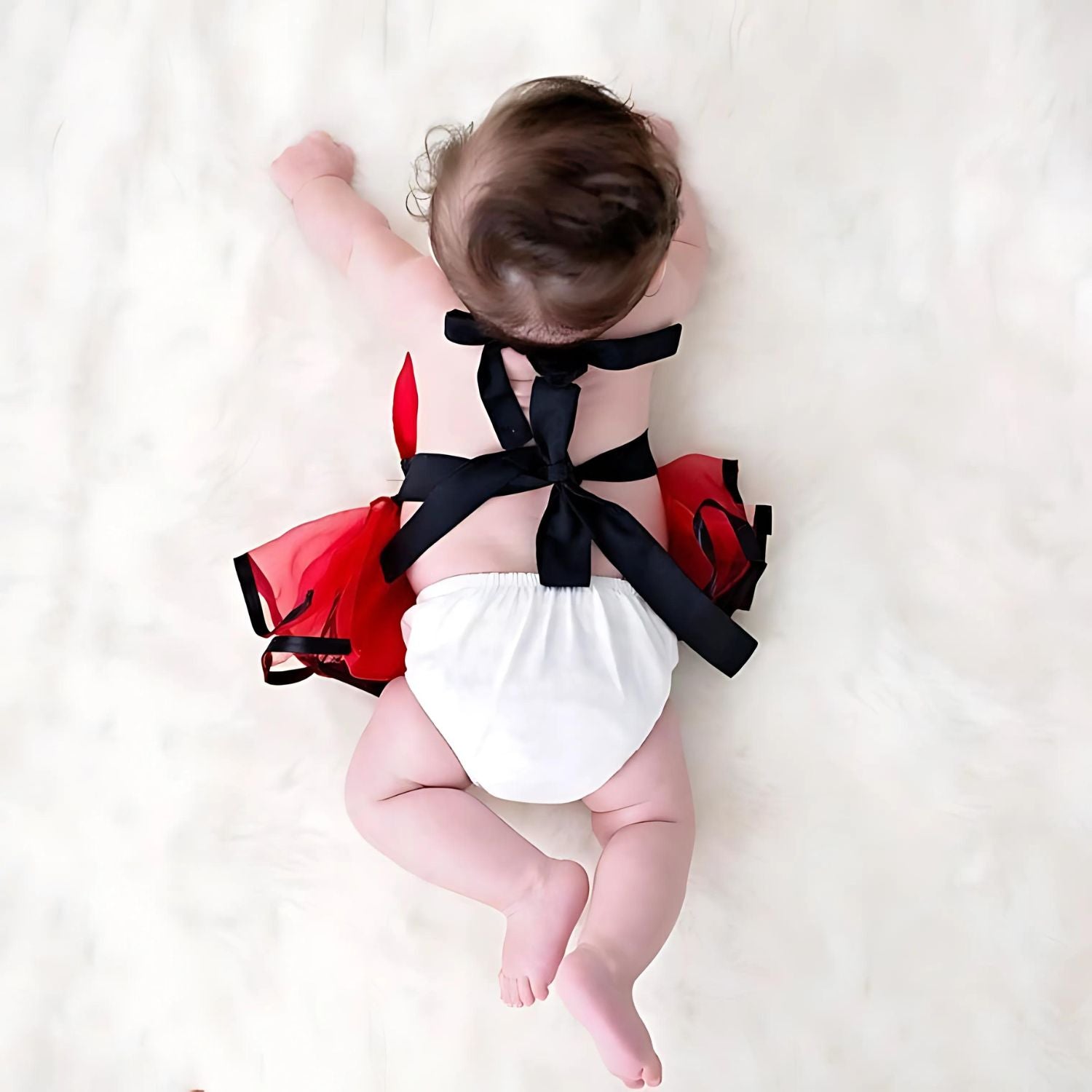 Baby Girl Minnie Lace Outer Apron Frock O189 | 6M | Red