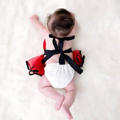 Baby Girl Minnie Lace Outer Apron Frock O189 | 6M | Red