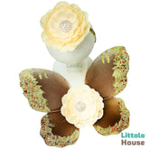 Baby Girl Butterfly Wings with Flower Headband O219 | 3M | Beige