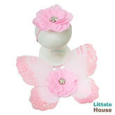 Baby Girl Butterfly Wings with Flower Headband O219 | 3M | Pink