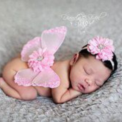 Baby Girl Butterfly Wings with Flower Headband O219 | 3M | Pink