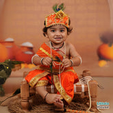 Premium Krishna Janmashtami Costume with Accessories O223 | 1Y | Orange