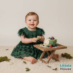 Baby Girl Sequin Ruffle Lace Romper O229 | 1Y | Dark Green