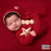 Baby Christmas Santa Pom-Pom Romper with Sleepy Hat O238 | 2M | Red