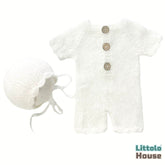 Baby Cozy Knit Romper with Bonnet O240 | NB | Off White