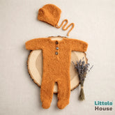 Baby Premium Soft Wool Romper with Bonnet O247 | NB | Burnt Orange